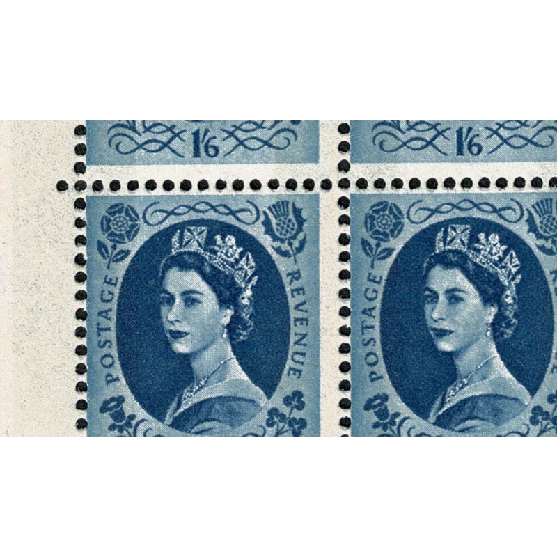 1966 1/6 grey-blue 2B Wmk Multiple Crowns . Cylinder 2 dot block of twelve with listed variety. SG 618a