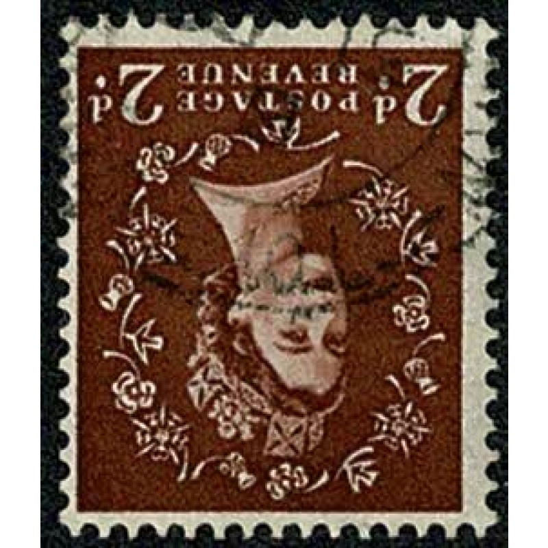 2d red brown. Tudor Crown. WATERMARK INVERTED. SG 518Wi.