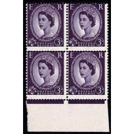 3d deep lilac watermark multiple crowns SG 575. SHIFT OF HORIZONTAL PERFORATIONS