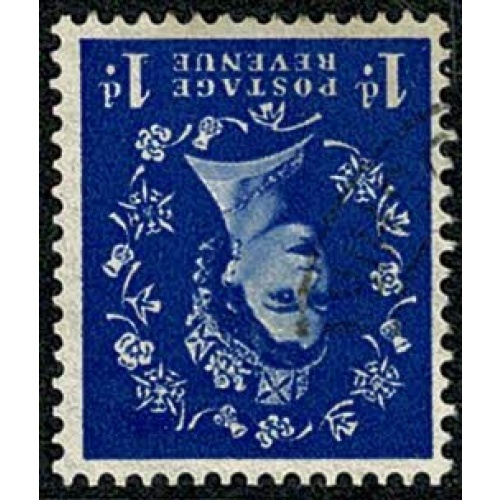 1d ultramarine. Tudor Crown. WATERMARK INVERTED. SG 516Wi.