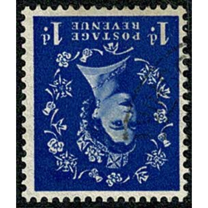 1d ultramarine. Tudor Crown. WATERMARK INVERTED. SG 516Wi.